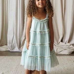Lovely Light Blue Tiered Dress for Kids